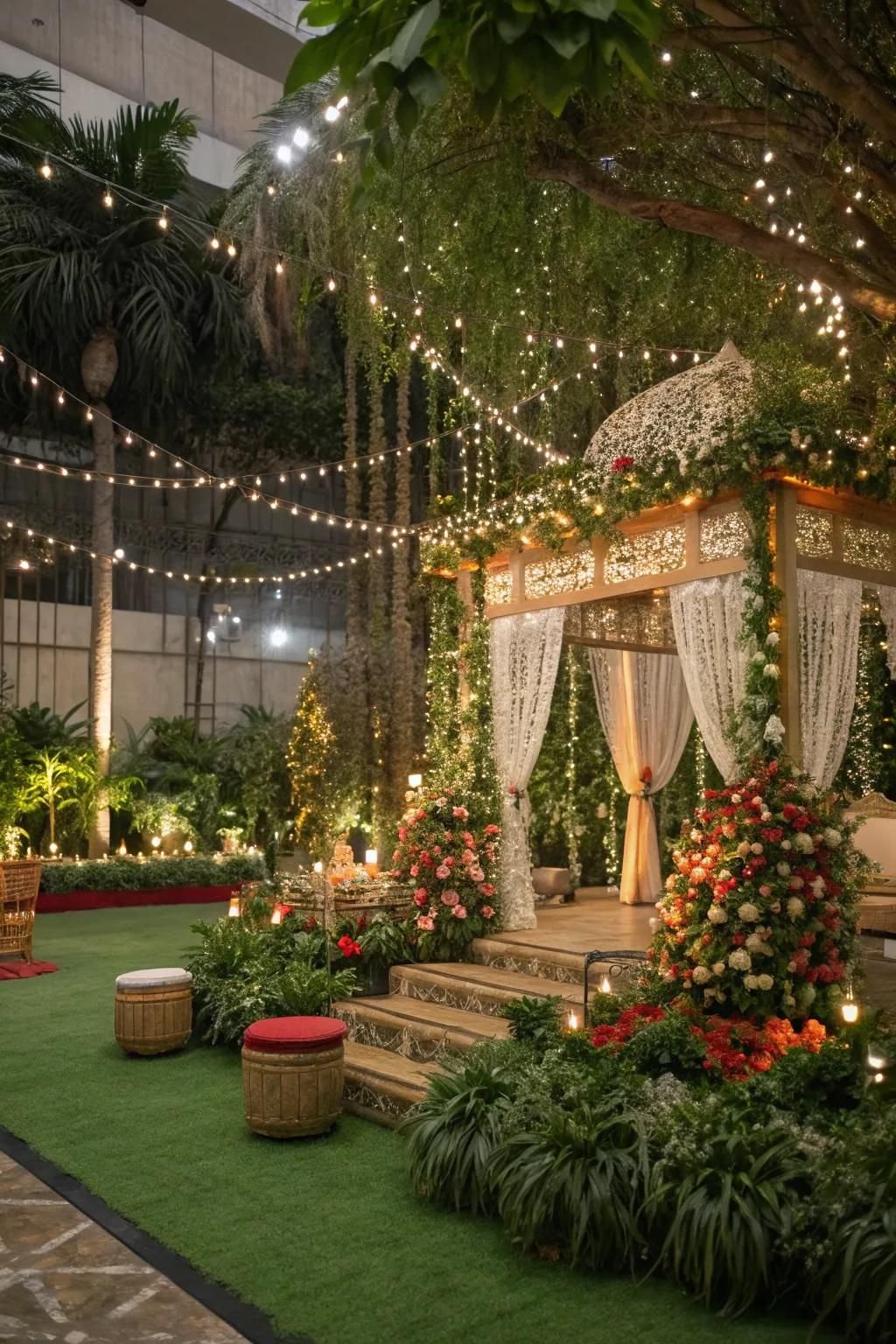 Outdoor event setup and venue decoration